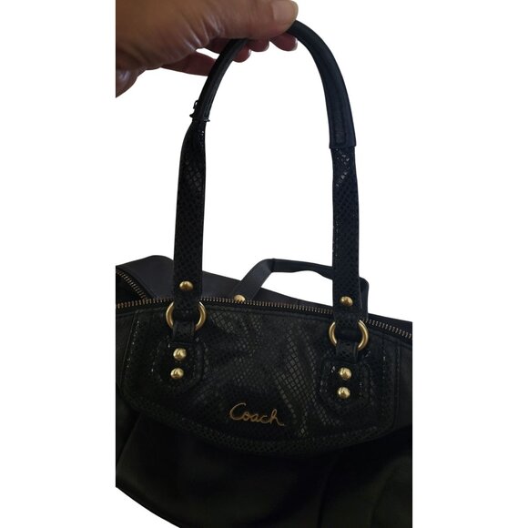 Coach Ashley Python Trim Purse Shoulder Bag Tote - Picture 9 of 14